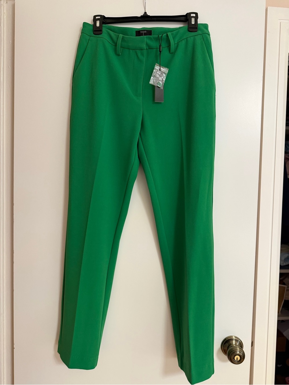 Tahari Bright Green Tailored Straight Pants